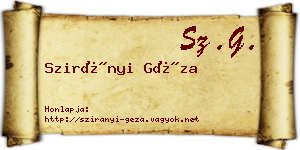 Szirányi Géza névjegykártya
