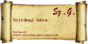Szirányi Géza névjegykártya